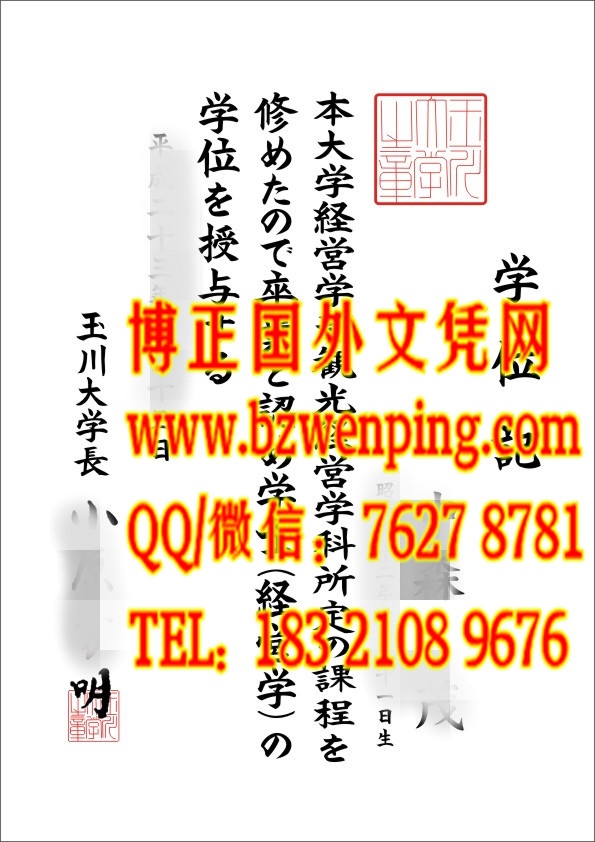 日本玉川大学学位记毕业证电子件样本，代办日本玉川大学Tamagawa University学位记