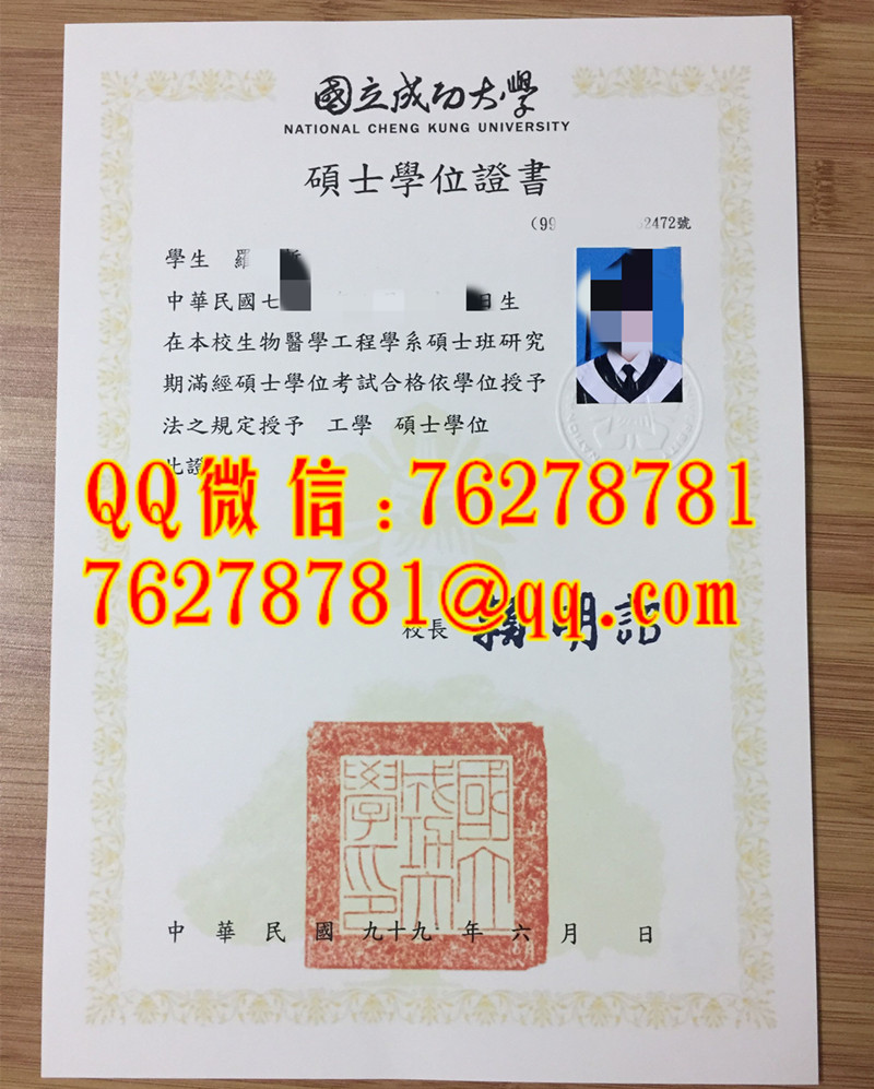 國立成功大學畢業證生物醫學工程工學碩士學位證書