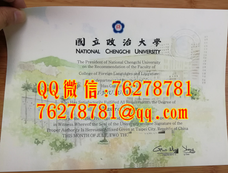國立政治大學心理學理學碩士英文學位證書