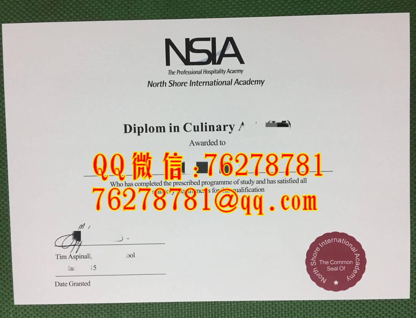 新西兰NSIA北岸酒店管理学院文凭解析：职业文凭、文书办理与认证实操